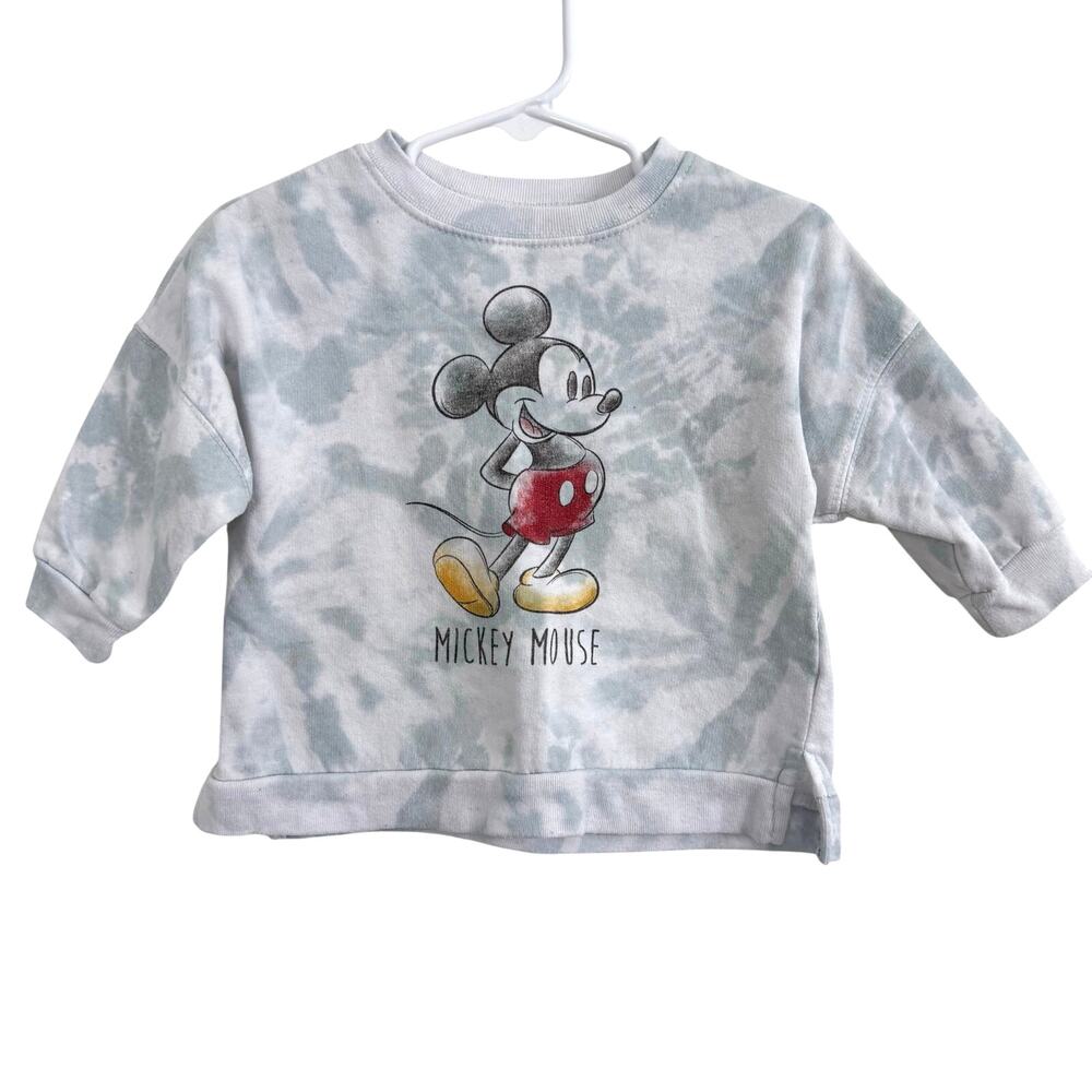 Disney Mickey Mouse Blue Tie Dye Pullover Sweatshirt Size 12 Months
